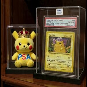 Pokemon Pikachu Trading Card with Plush Toy - Yellow and Red-PSA 🏆 Plush&Pikachu